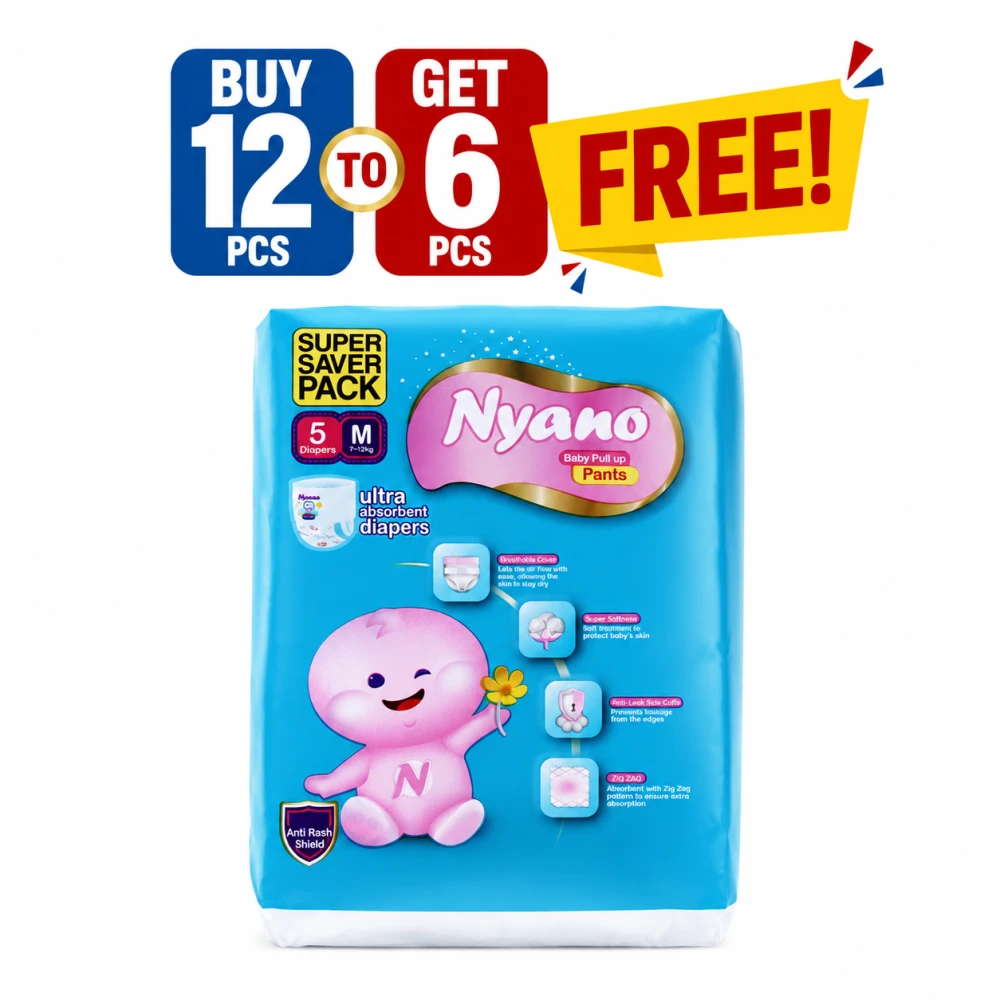 Product photo of Nyano Baby Diaper - Size M5 ( Buy 12 Get 6 Free )